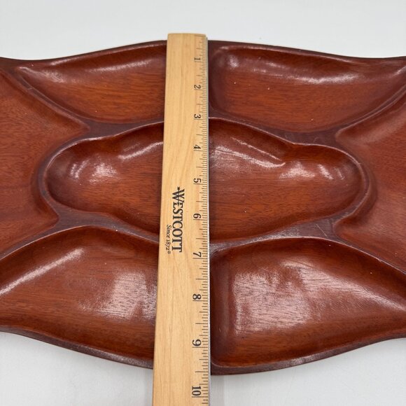Carib Craft Mahogany Wood Serving Tray Vintage Haiti 7 Sections Unique Tiki Bar - Picture 7 of 7